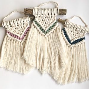 Set of 3 Boho Macrame Wall Hangings Natural White